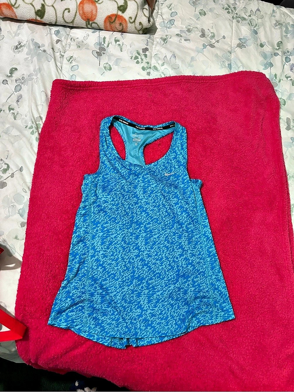 Nike Dri-FIT Blue Abstract Geometric Grid Racerback Tank Top-Size M